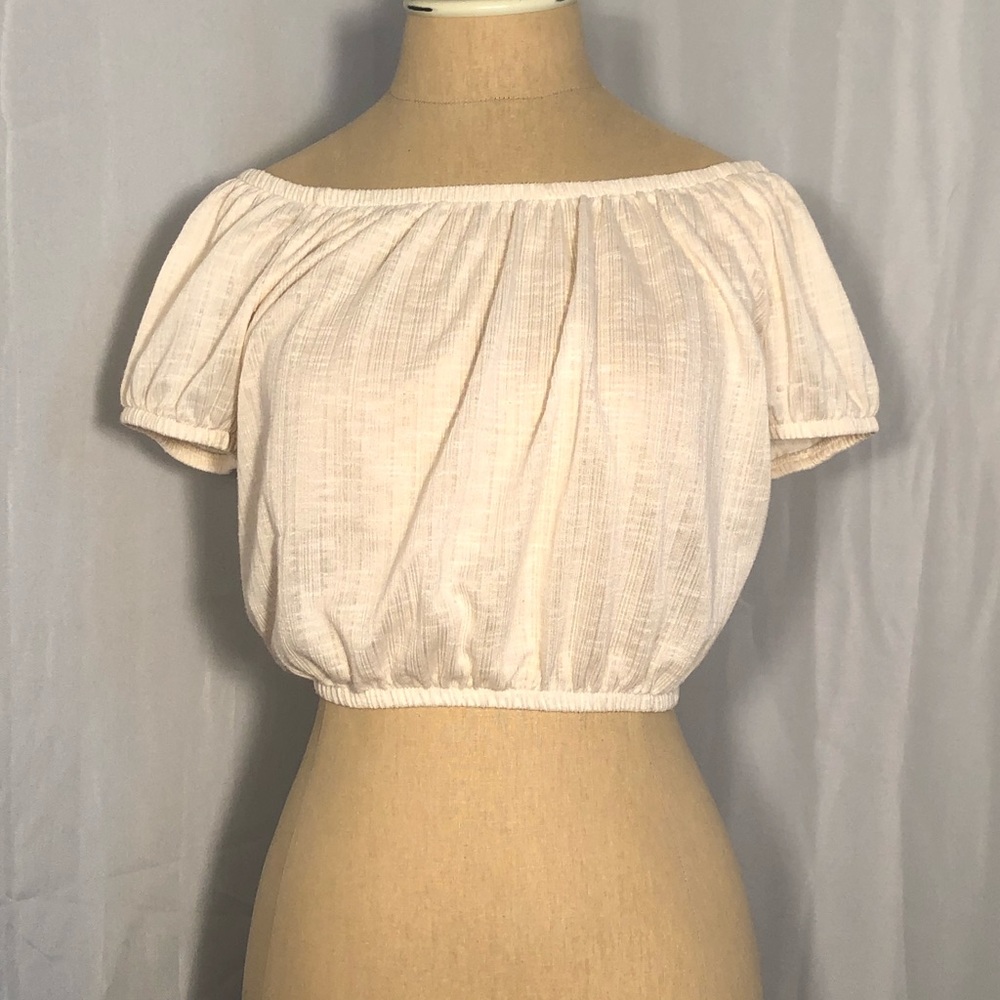 About A Girl Cream Off the Shoulder Top